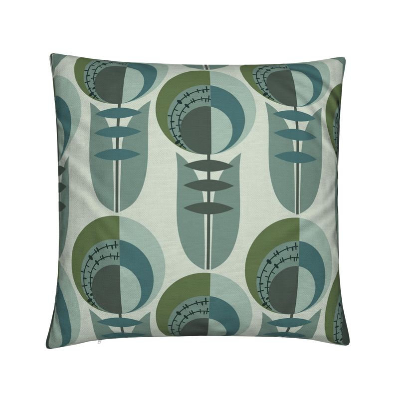 Mystery Flower Sage Cotton Linen Pillow Cover