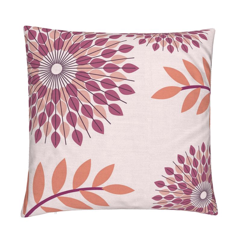 Radiating Petals Peach Cotton Linen Pillow Cover