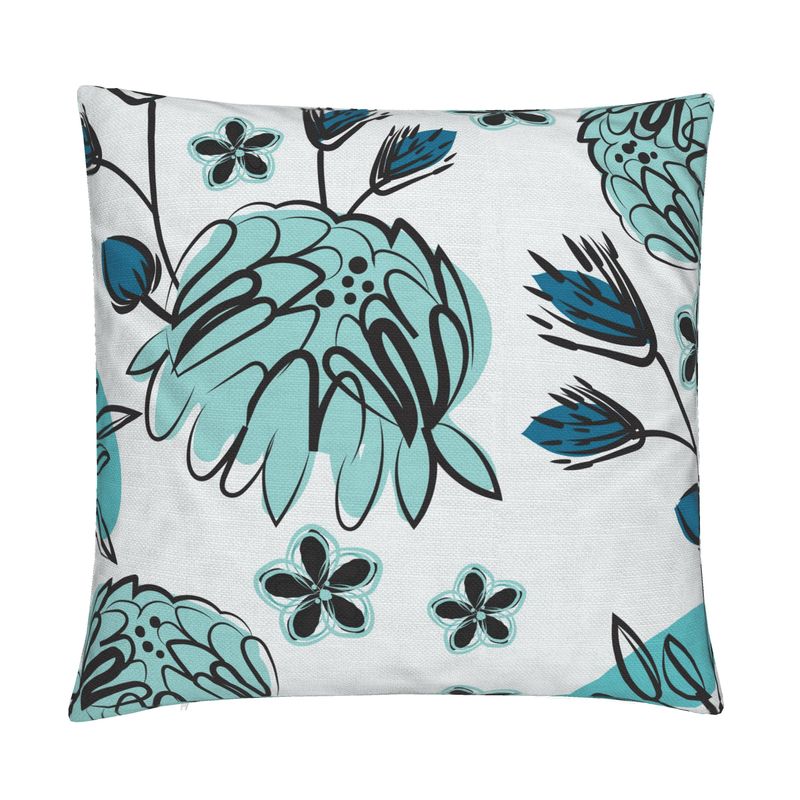 Theo Blue Cotton Linen Pillow Cover