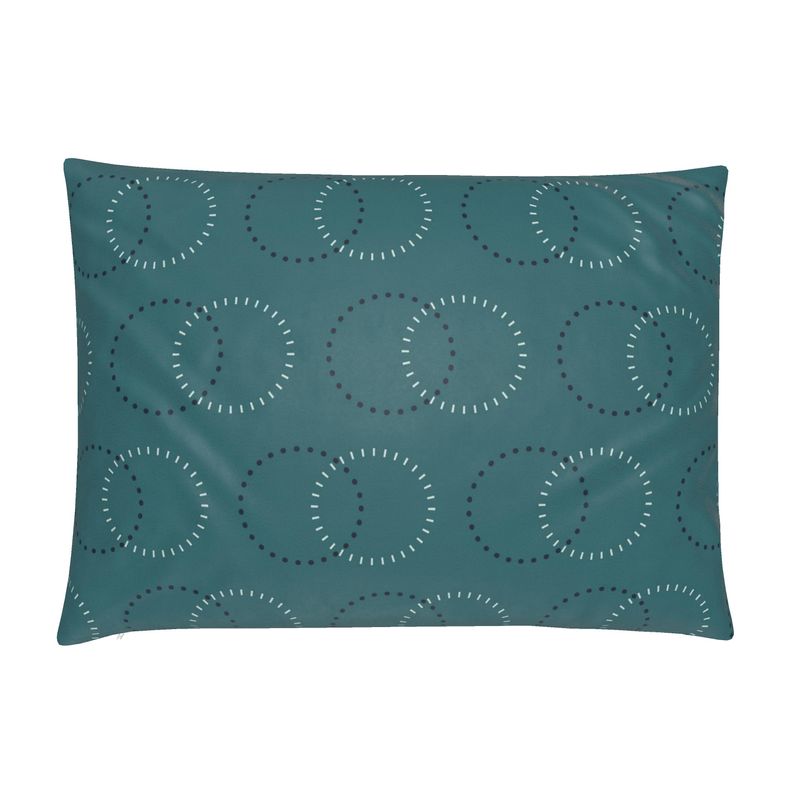 Teal Rings Cotton Linen Lumbar Pillow Cover