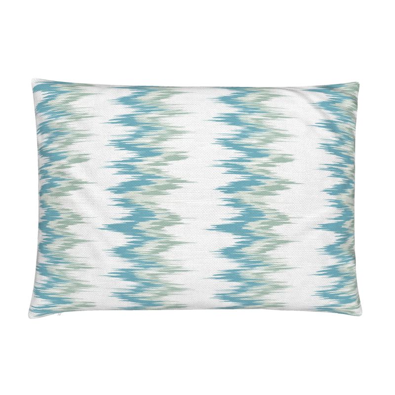 Ikat Stripes Teal and Green Cotton Linen Lumbar Pillow Cover