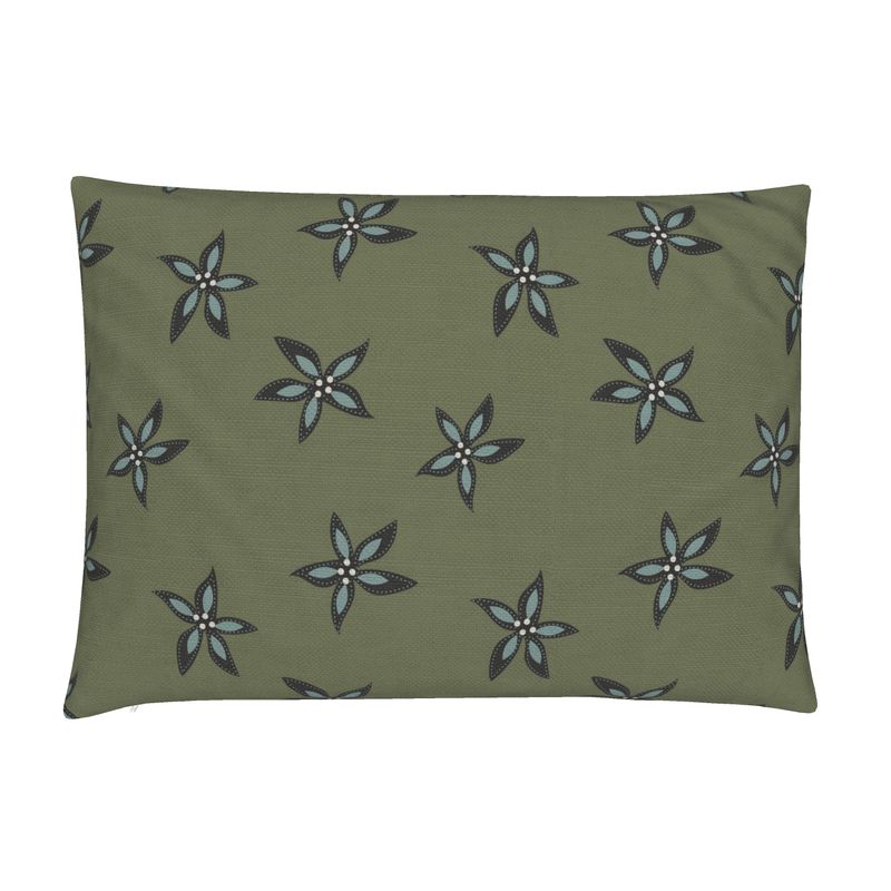 Quintet Green Cotton Linen Lumbar Pillow Cover