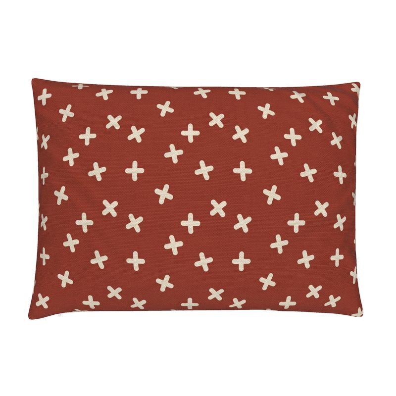 Little X's Red Cotton Linen Lumbar Pillow Cover