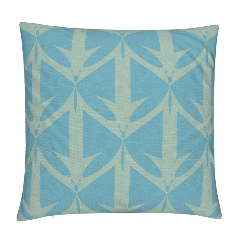 Bold Butterflies Aqua Cotton Linen Pillow Cover