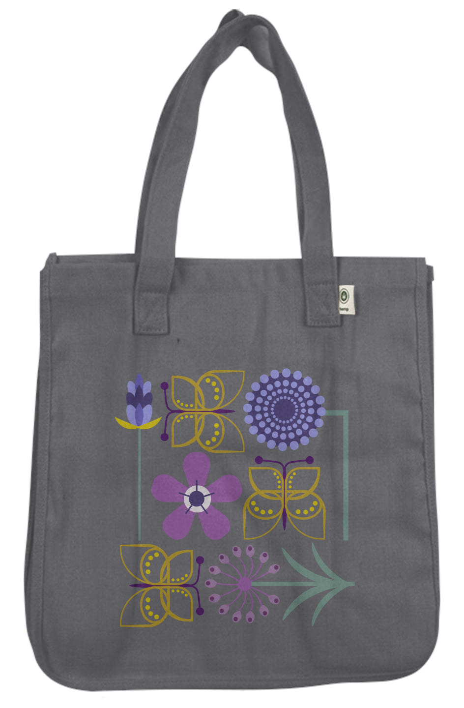 Gold Butterflies and Flowers Hemp Market Tote