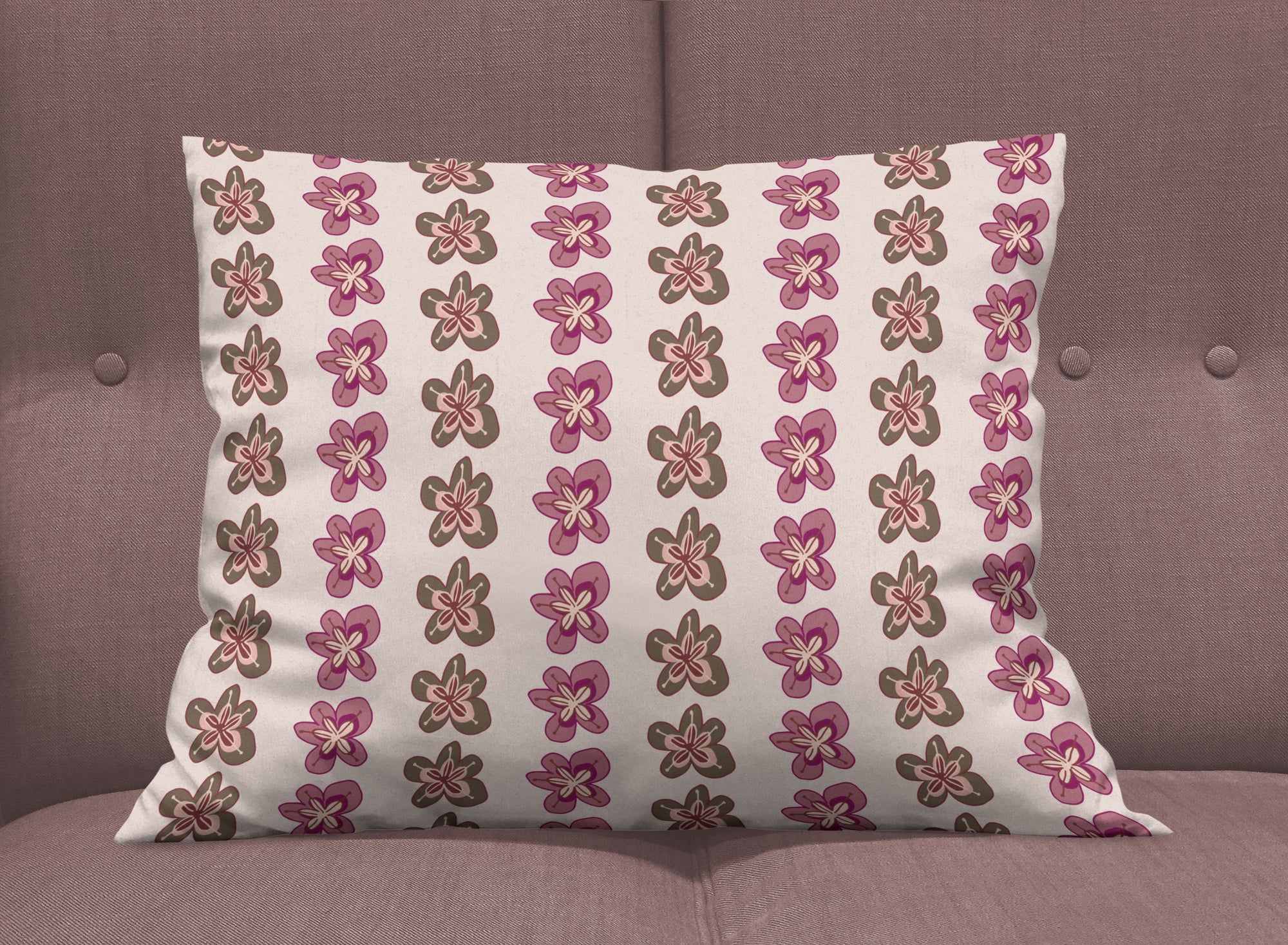 Patio Flowers Cotton Linen Lumbar Pillow Cover